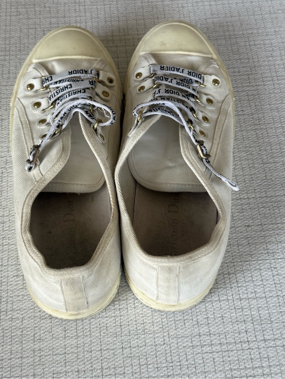 Dior Cream White Canvas J'Adior Lace-Up Sneakers - Picture 5 of 7